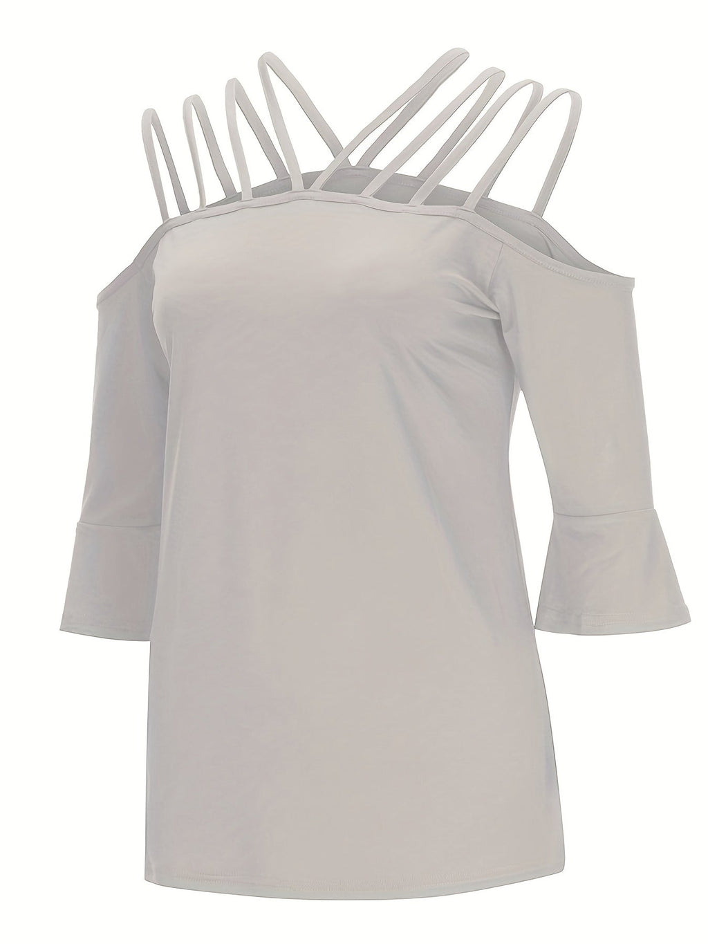 Full Size Cold Shoulder Three-Quarter Sleeve Blouse - Boutique Clothing