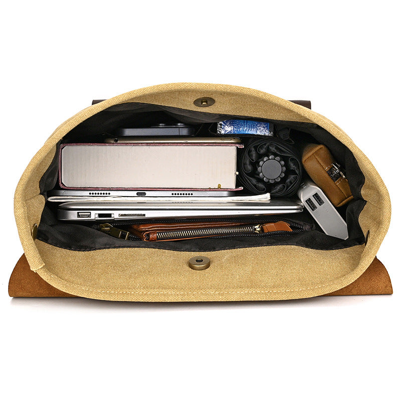 New Canvas Leather Large Capacity Backpack
