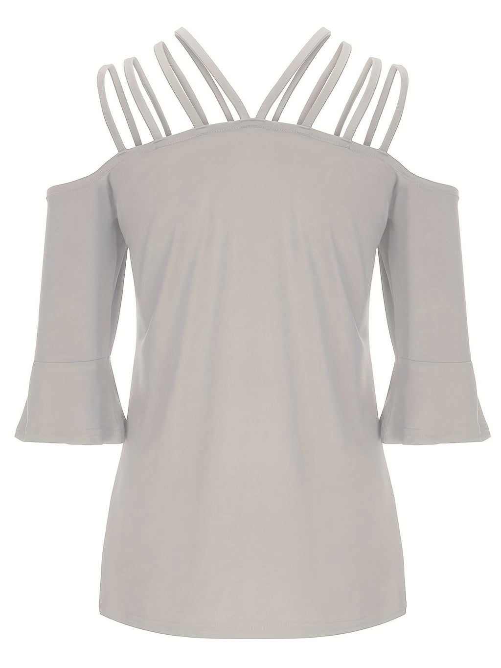 Full Size Cold Shoulder Three-Quarter Sleeve Blouse - Boutique Clothing