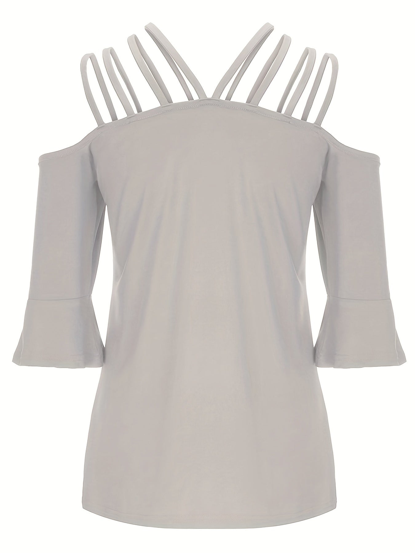 Full Size Cold Shoulder Three-Quarter Sleeve Blouse - Boutique Clothing