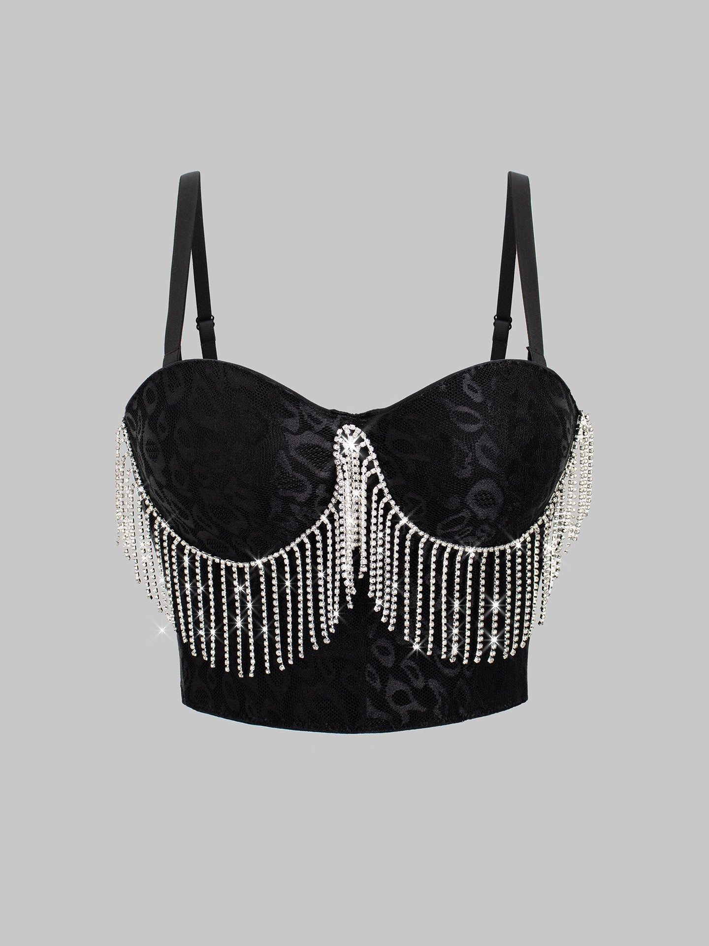 Sexy Belly Dance Costume Diamond Embedded Tassel Suspender Vest Outer Wear Slimming Boning Corset Wrapped Chest