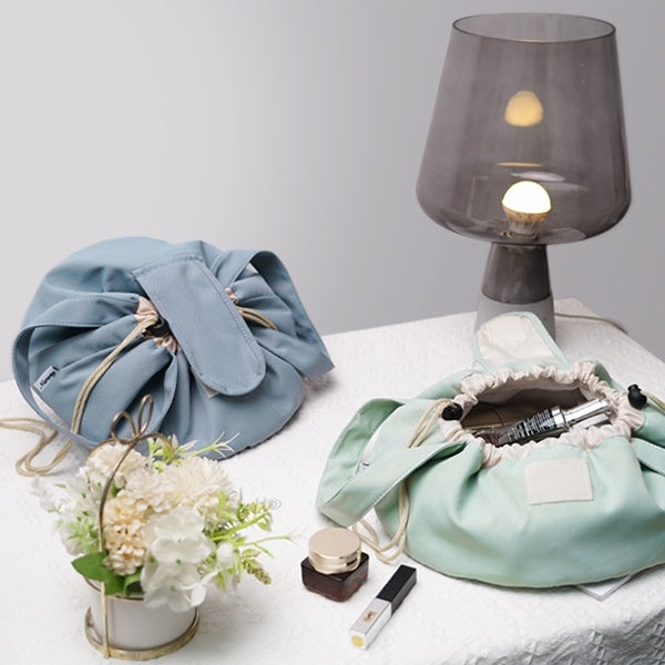 Barrel Drawstring Makeup Bag Large Capacity Women's Cosmetic Bag Toiletries Organizer Pouch Lady Travel Storage Case
