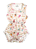 Summer Ice Cream Milk Silk Pom Pom Romper