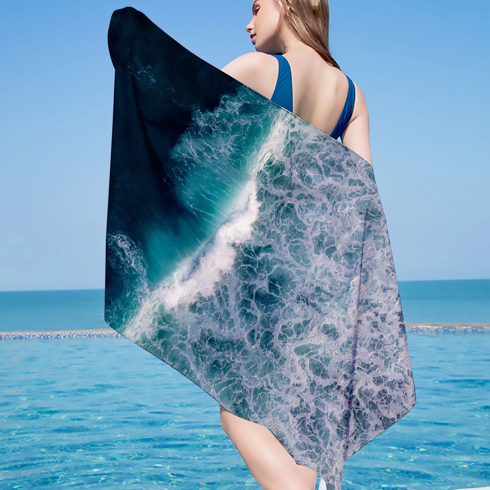 Flat Woven Ultra-fine Fiber Square Beach Towel