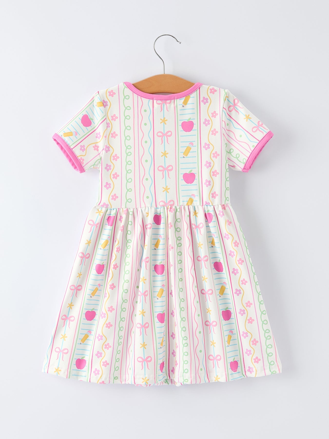 Back to School Girl Short Sleeve Dress Pocket Detail
