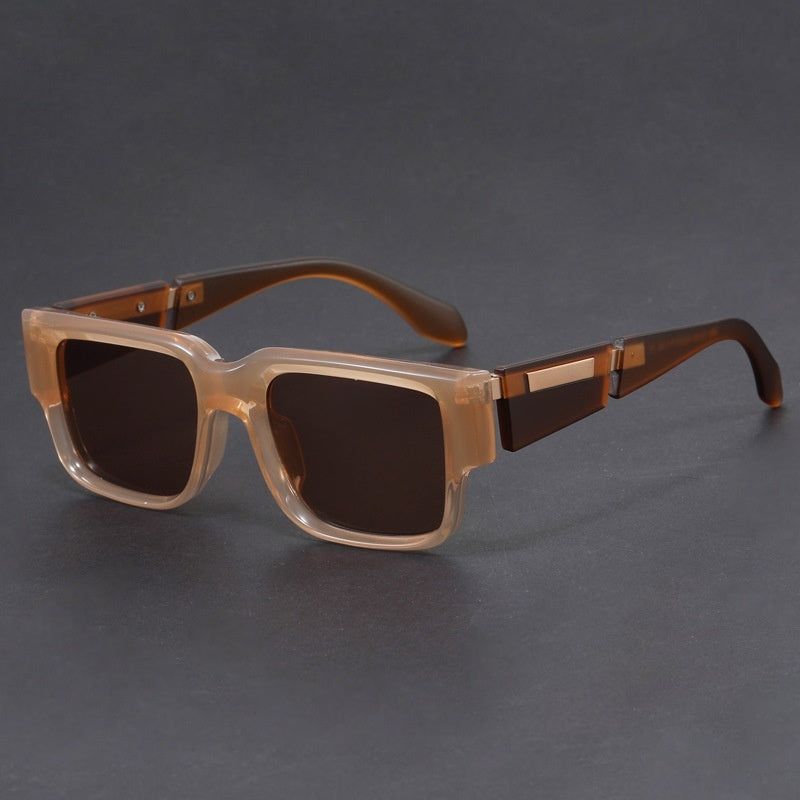 Gray Blue Square Thick Frame Sunglasses UV-proof Retro Simple Sun Glasses