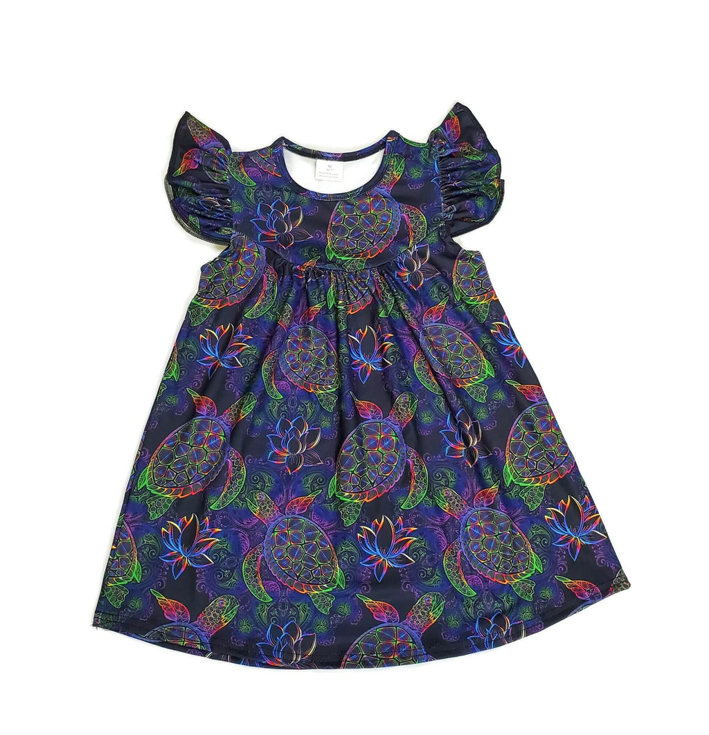 Neon Turtle Milk Silk Flutter Dress