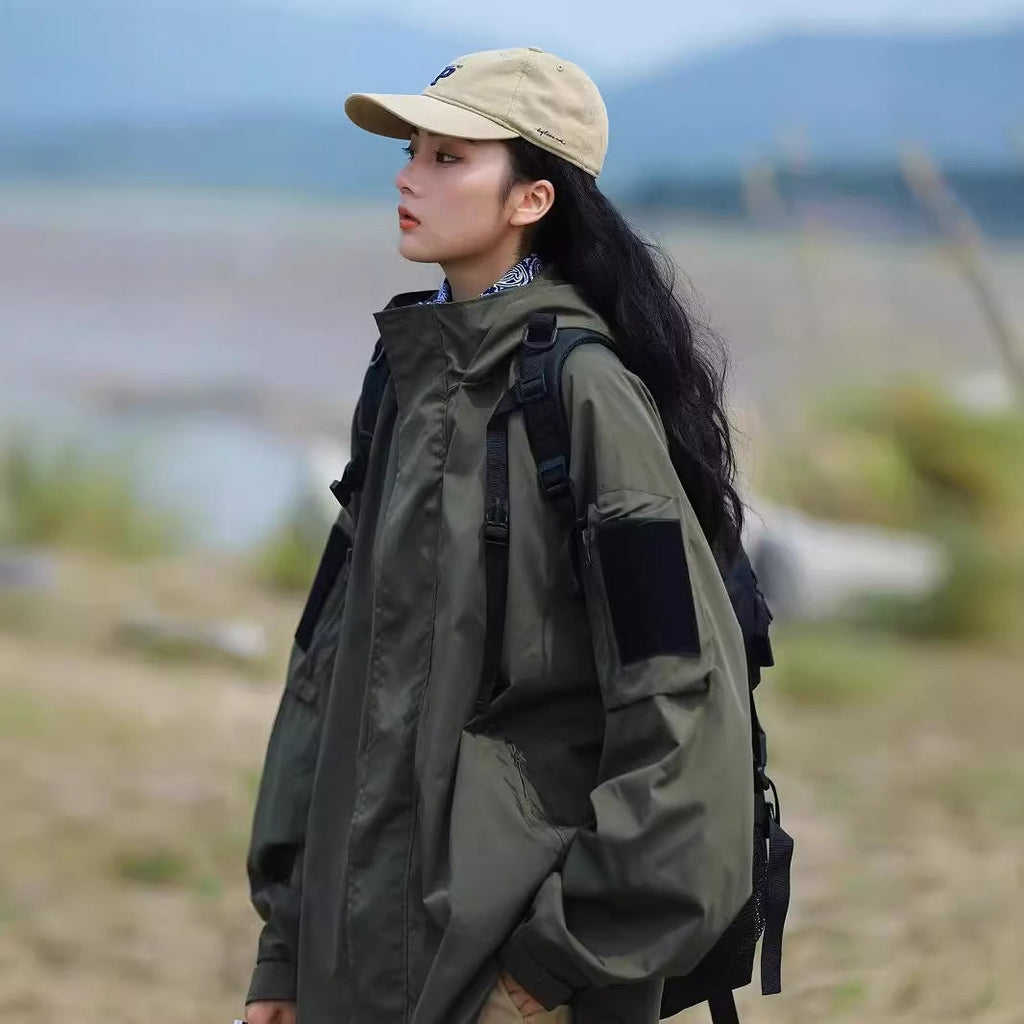 Mountain Functional Waterproof Autumn Male And Female Overalls Hooded Jacket