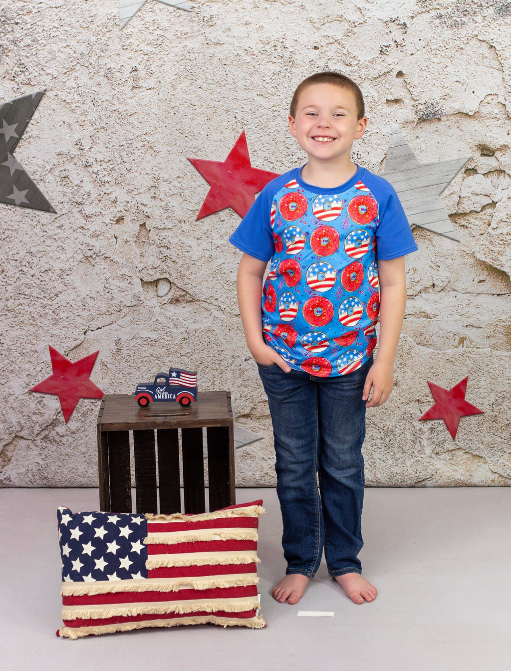 Patriotic Donut Milk Silk Raglan