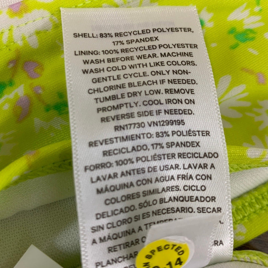 New Art Class Girls XS (4/5) UPF 50+ Neon Yellow Floral Bikini 2PC Swimsuit
