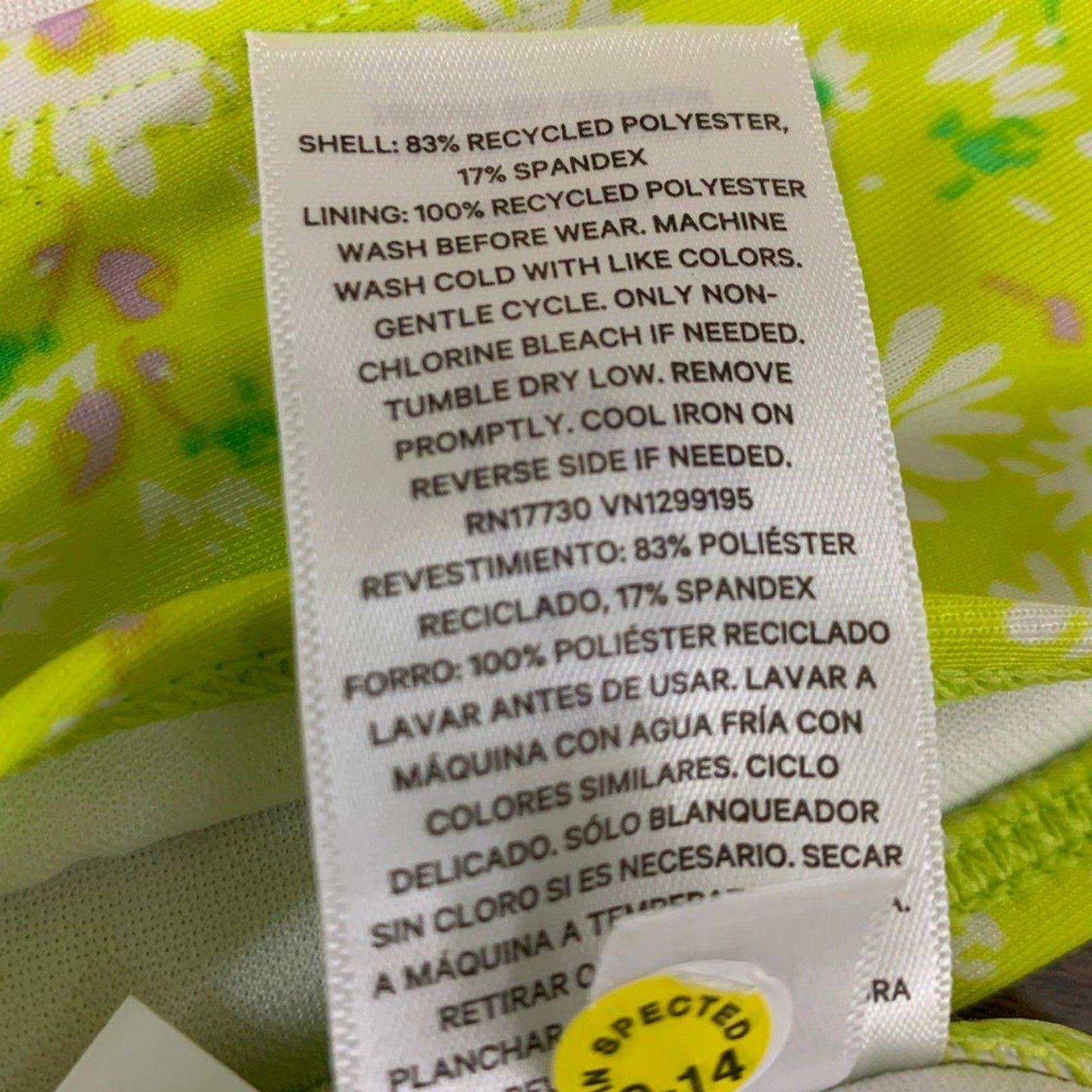 New Art Class Girls XS (4/5) UPF 50+ Neon Yellow Floral Bikini 2PC Swimsuit