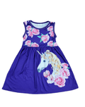 Purple Floral Unicorn Milk Silk Tank Dress