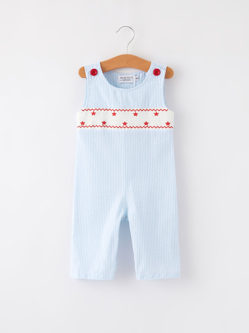 4th of july Star Embroidery Smock Boys Romper