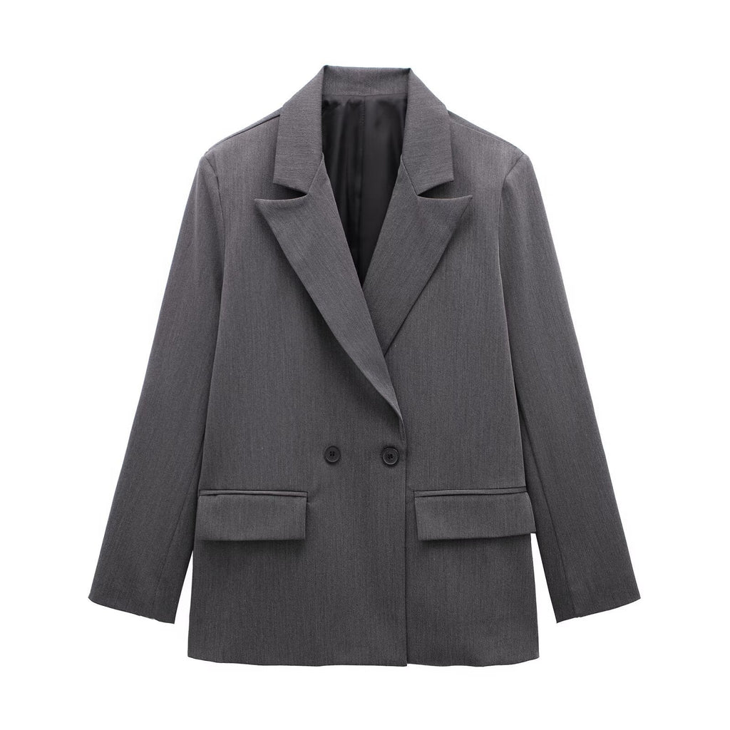 Summer Casual Relaxed-fit Double-breasted Blazer