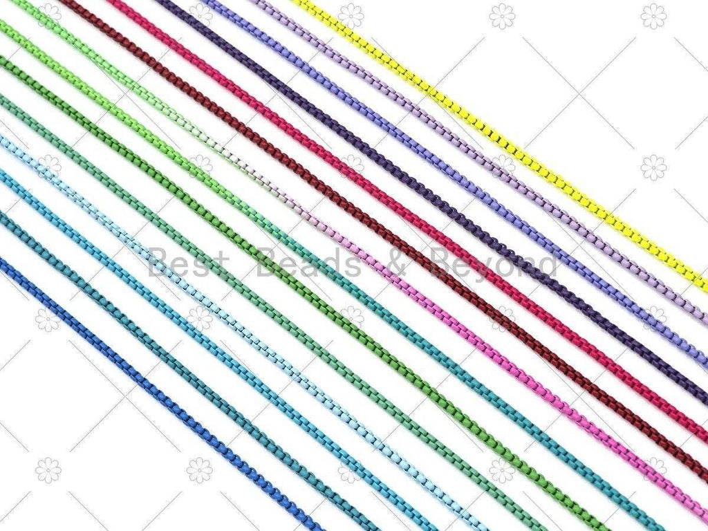 26 COLORS!!! Enamel Box Chain/Necklace, Enamel Pop Chain Necklaces, Colored Metal Necklace, Wholesale Enamel Chain,3mm,sku#M398