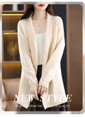 Womens Stylish Loose-fitting Mid-length Knit Cardigan