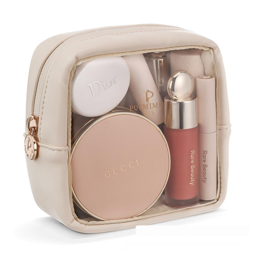 Leather Transparent Cosmetic Bag Travel Essential
