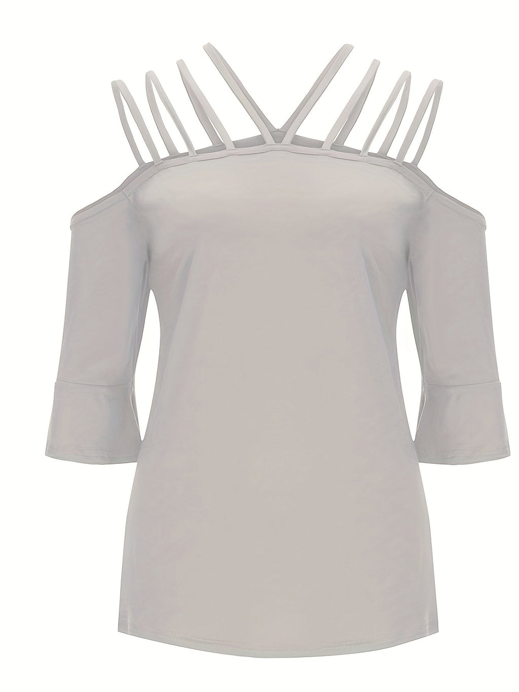 Full Size Cold Shoulder Three-Quarter Sleeve Blouse - Boutique Clothing