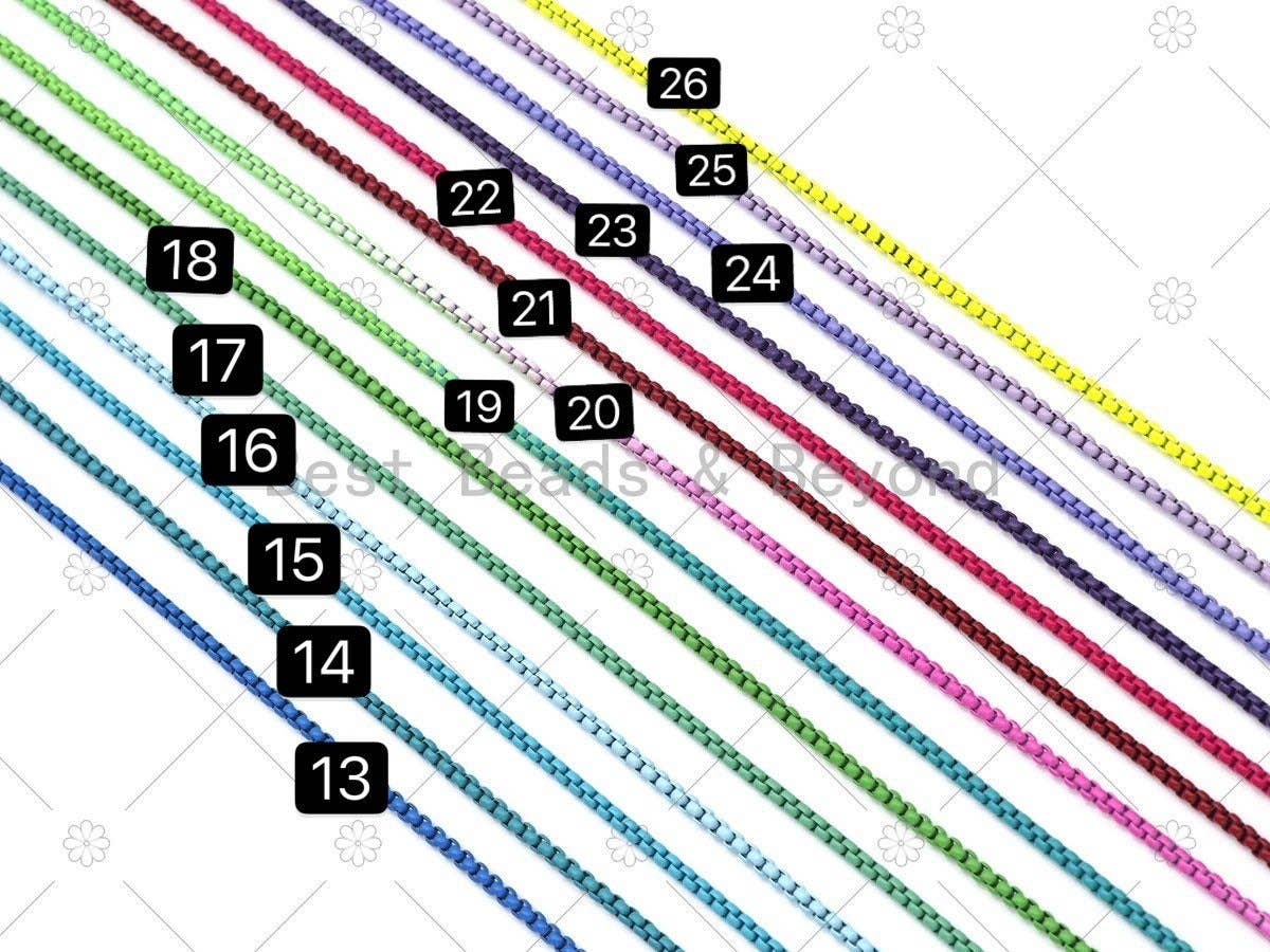 26 COLORS!!! Enamel Box Chain/Necklace, Enamel Pop Chain Necklaces, Colored Metal Necklace, Wholesale Enamel Chain,3mm,sku#M398