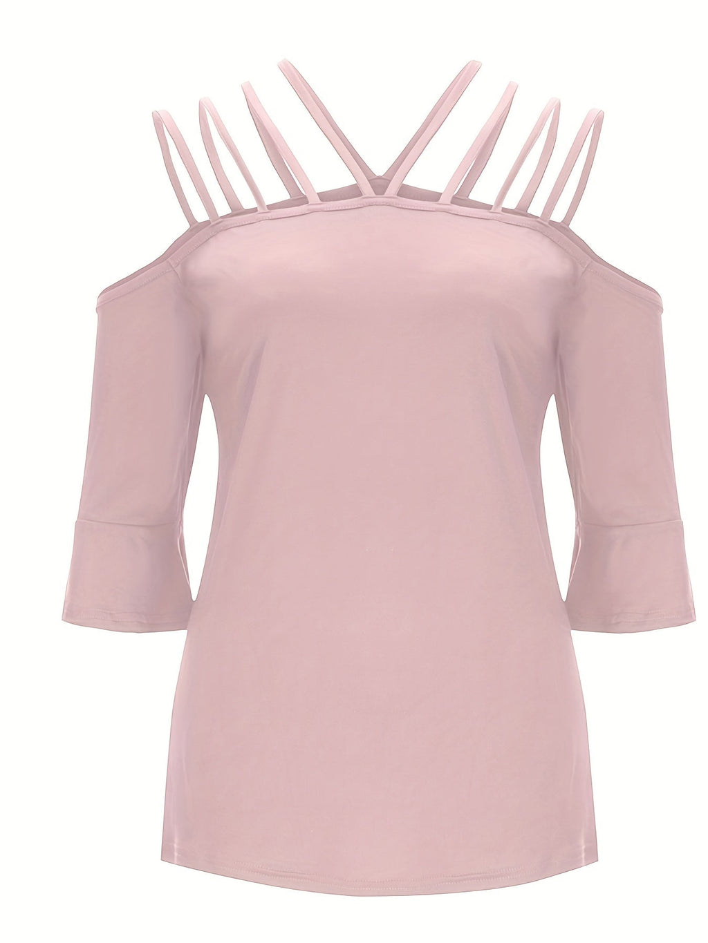Full Size Cold Shoulder Three-Quarter Sleeve Blouse - Boutique Clothing