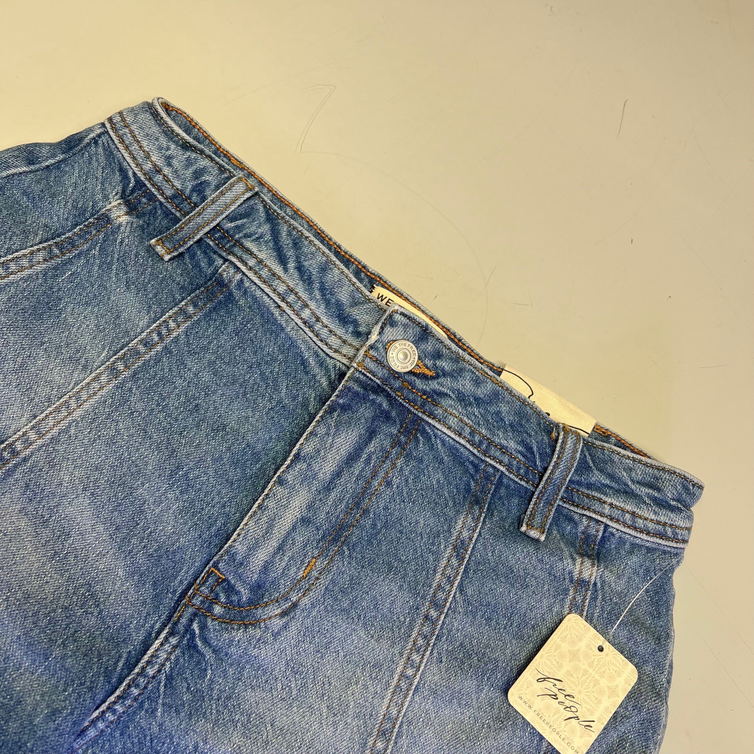 FREE PEOPLE CRVY Mona High-Rise Shorts  Women's Sz 28 Power Trip Blue 931600