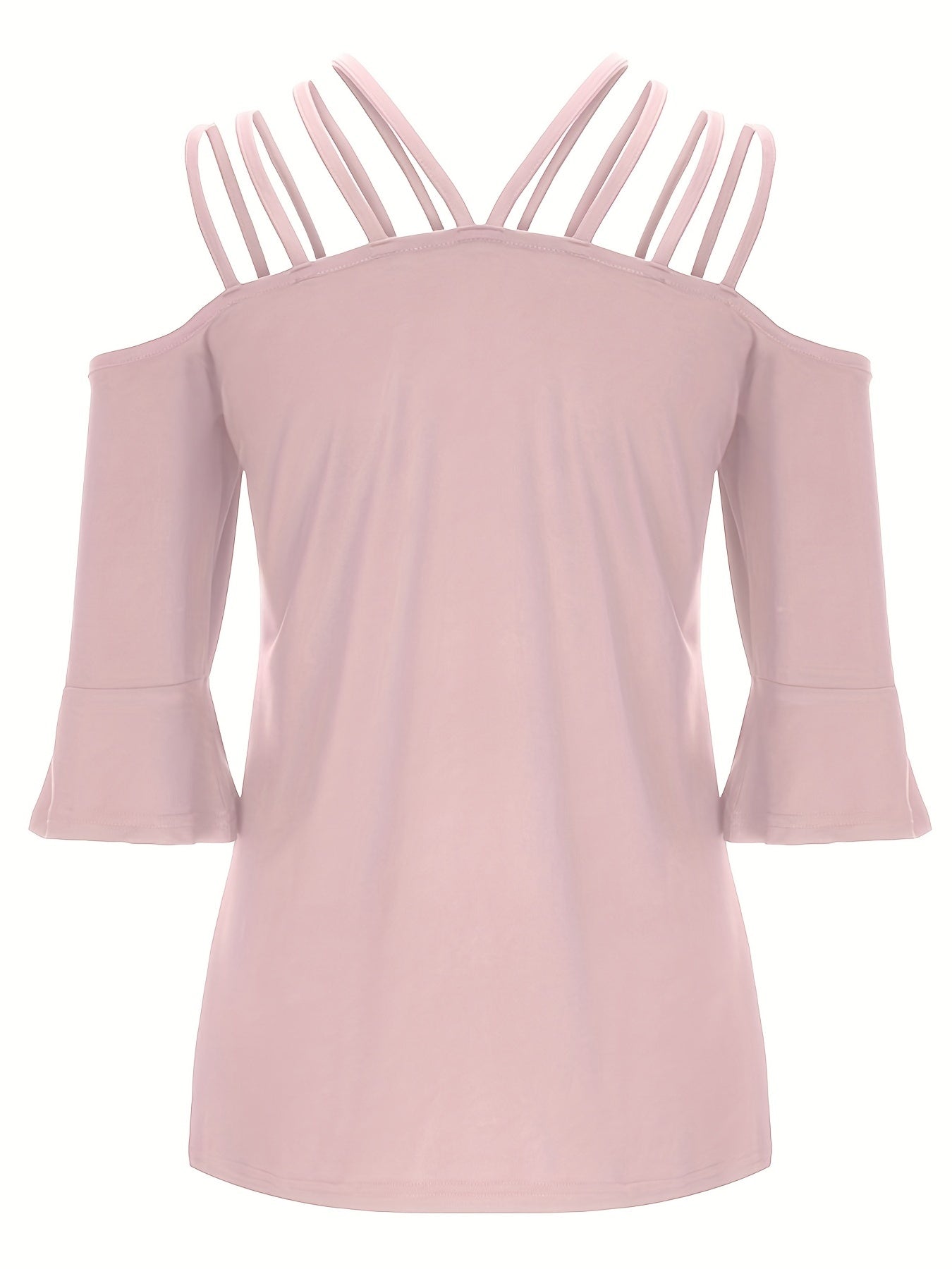 Full Size Cold Shoulder Three-Quarter Sleeve Blouse - Boutique Clothing