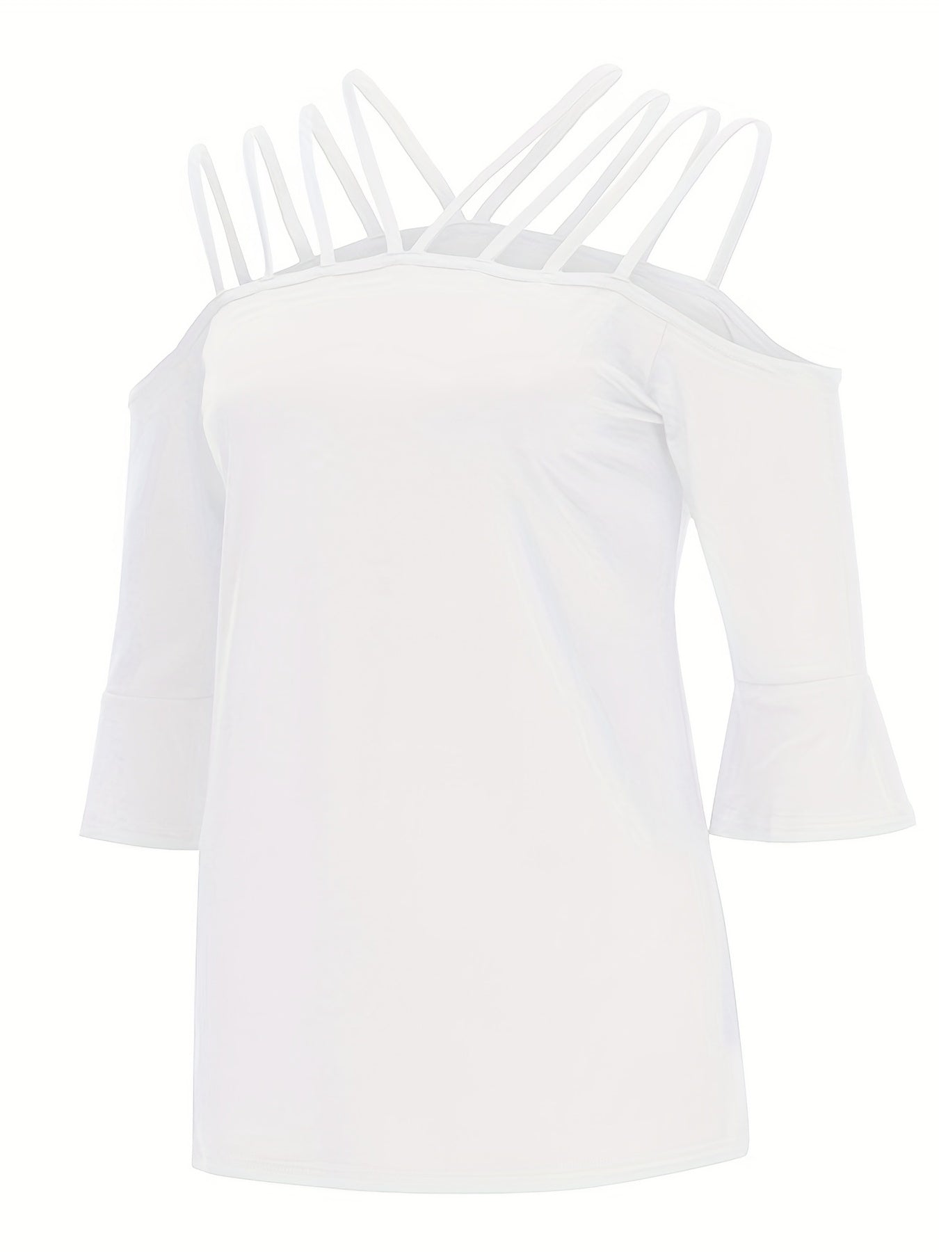 Full Size Cold Shoulder Three-Quarter Sleeve Blouse - Boutique Clothing