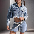 Womens Retro Slim-Fit Denim Jacket