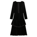 Velour Dress With Lace Detail
