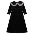 Waffle Velour Dress With Collar