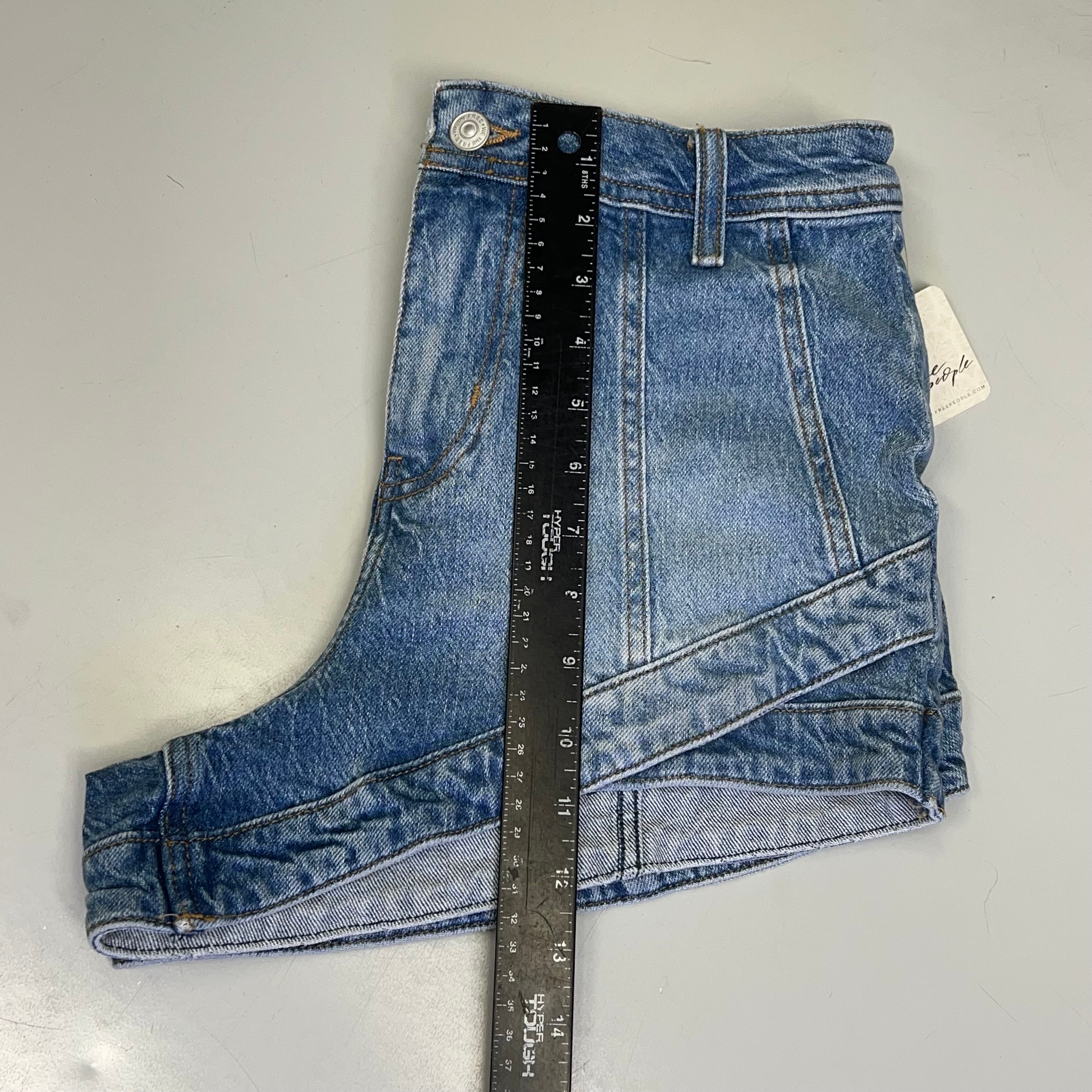 FREE PEOPLE CRVY Mona High-Rise Shorts  Women's Sz 28 Power Trip Blue 931600