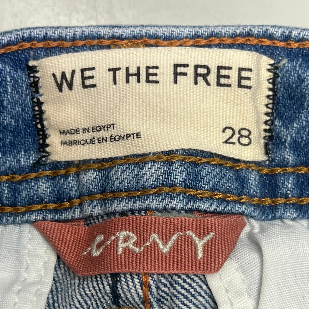 FREE PEOPLE CRVY Mona High-Rise Shorts  Women's Sz 28 Power Trip Blue 931600