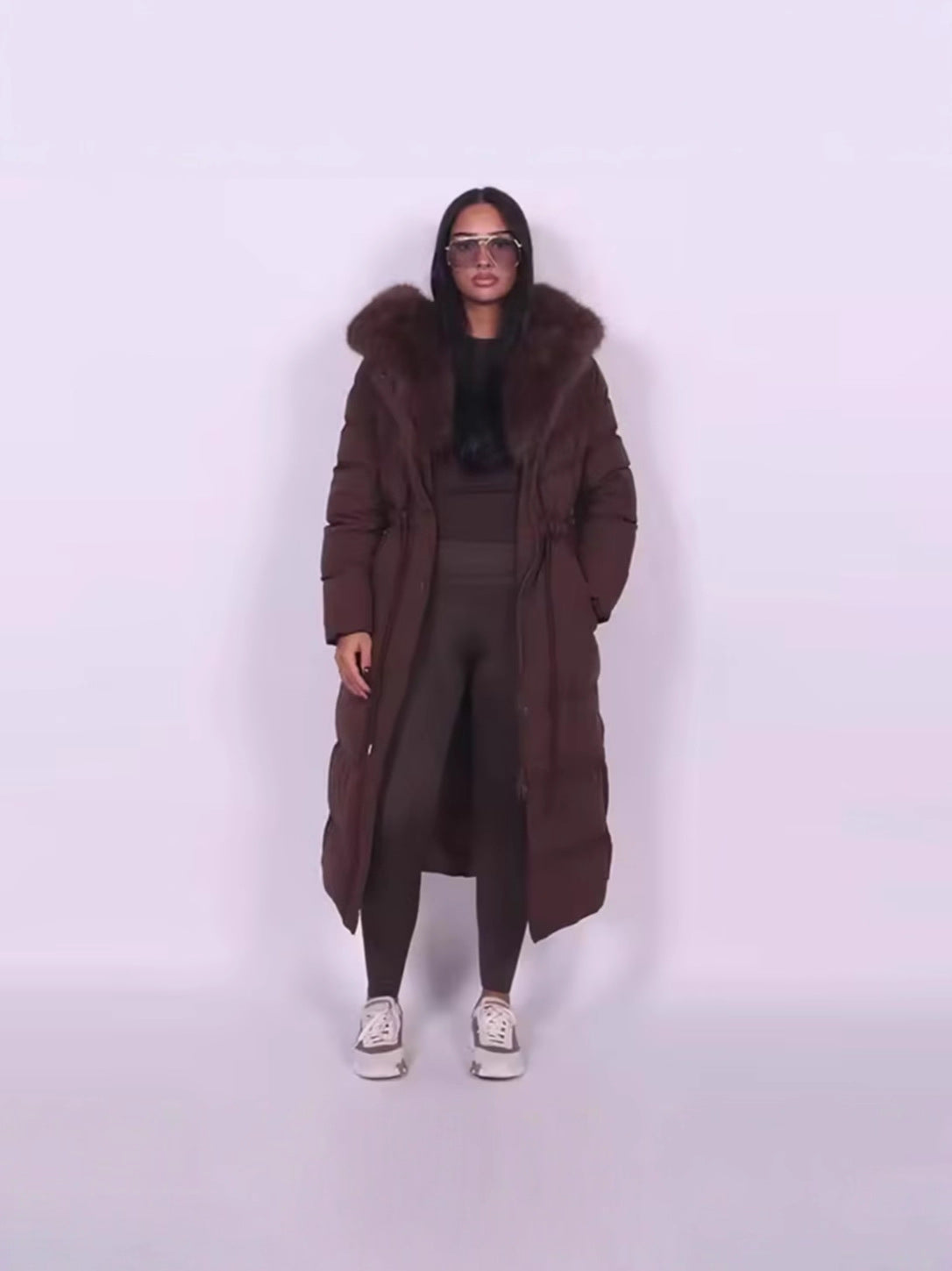 Womens Stylish Warm Coat With A Fur Collar