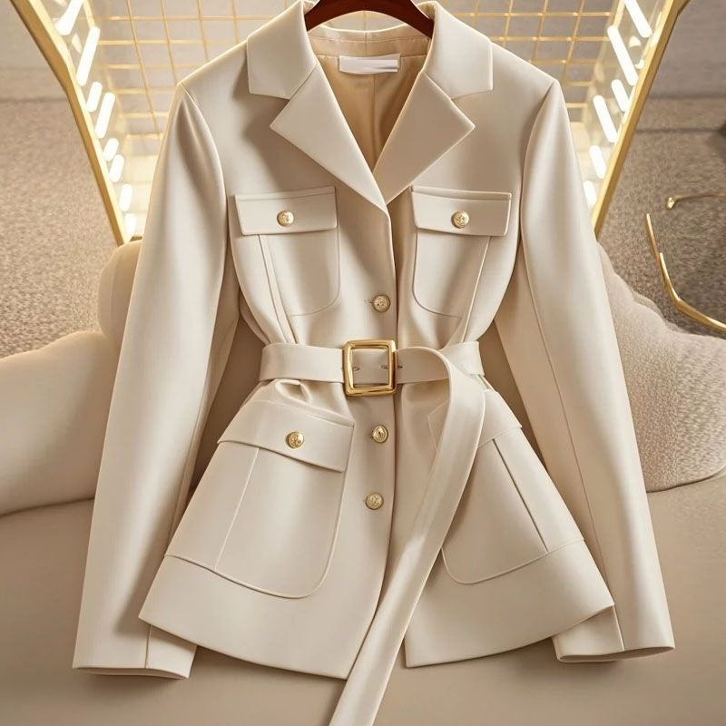 Women's Solid-Color Loose All-Match Cropped Waist-Cinching Coat