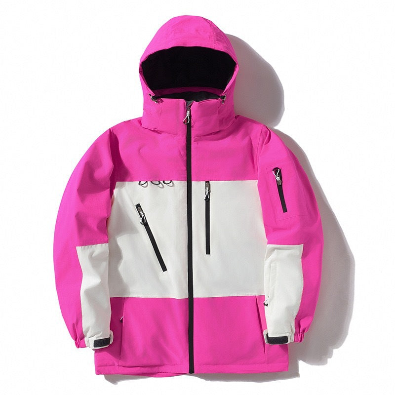 Men's And Women's Thickened Warm Color Matching Windproof Waterproof Jacket