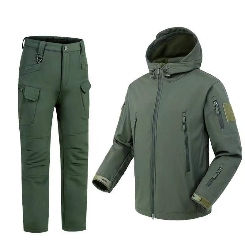 Soft Shell Shark Skin Windproof Waterproof Fleece-lined Camouflage Jacket For Men