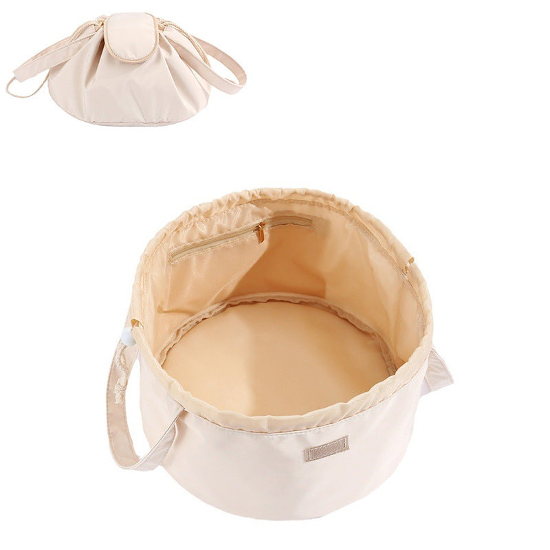 Barrel Drawstring Makeup Bag Large Capacity Women's Cosmetic Bag Toiletries Organizer Pouch Lady Travel Storage Case