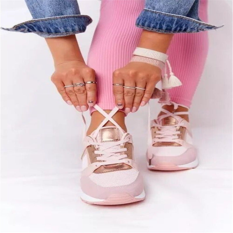 Plus Size Casual Platform Dad Shoes Lace-up Wedge Sports Women