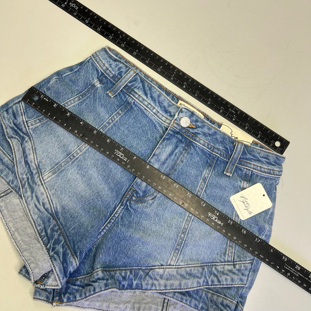 FREE PEOPLE CRVY Mona High-Rise Shorts  Women's Sz 28 Power Trip Blue 931600