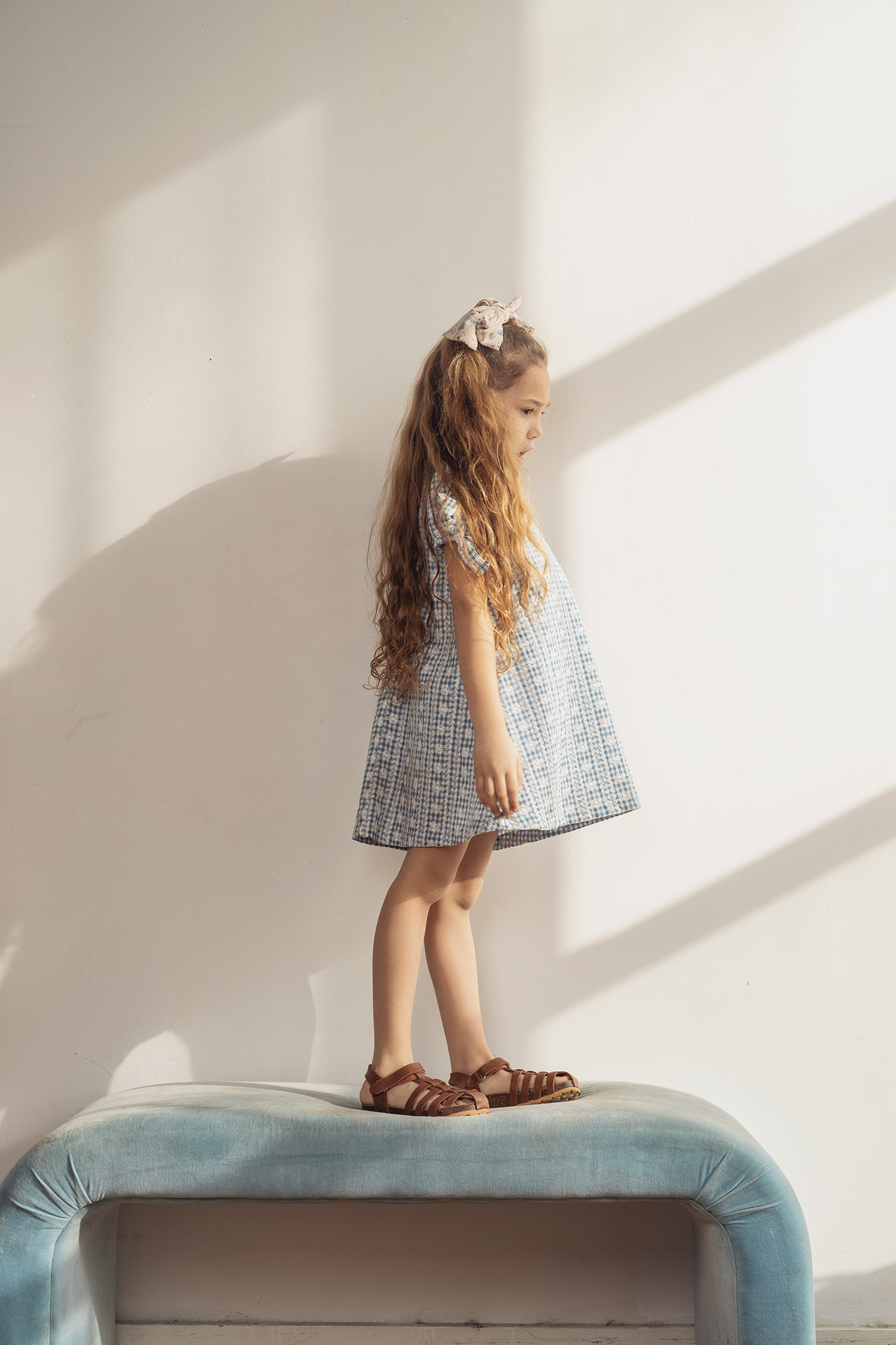 Embroided Gingham Dress