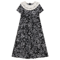 Floral Print Dress with Lace Collar