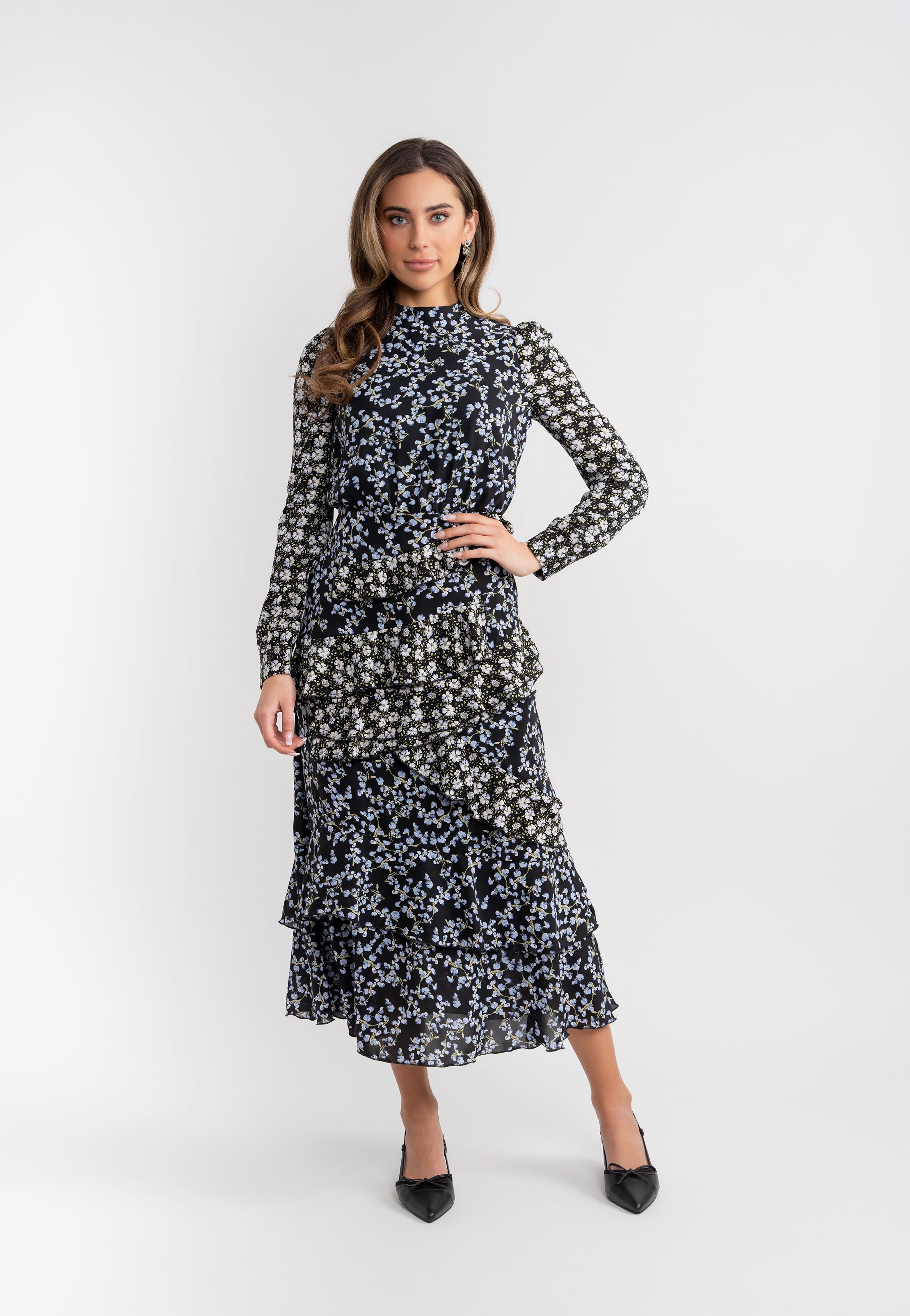 Ruffle Floral Printed Dress