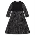 Abstract Print Tiered Dress With Knit Vest