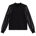 Velour Top With Leather Sleeves