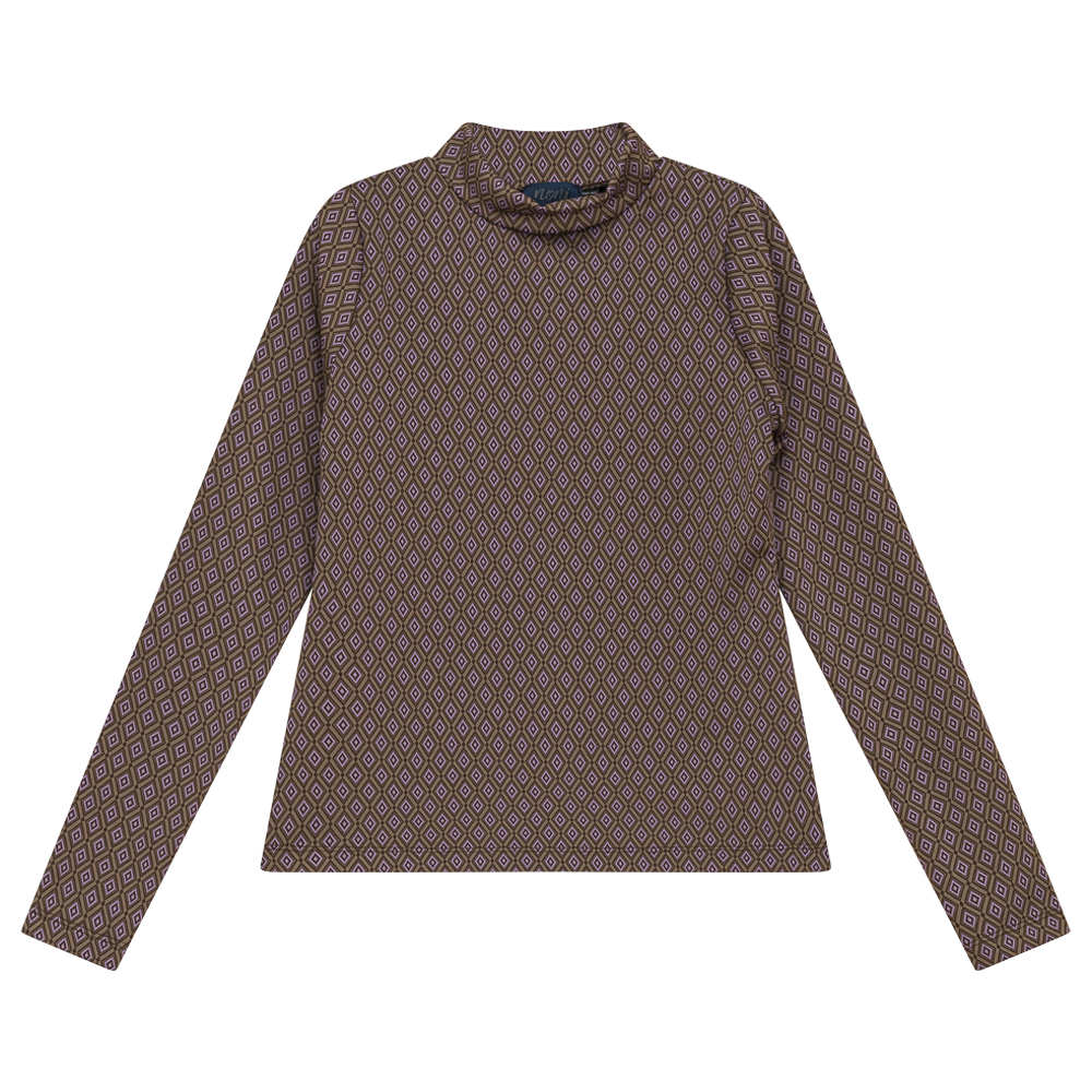 Patterned Mock Neck Top