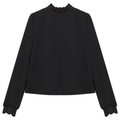 Mock Neck Top with Elastic Rib Lace