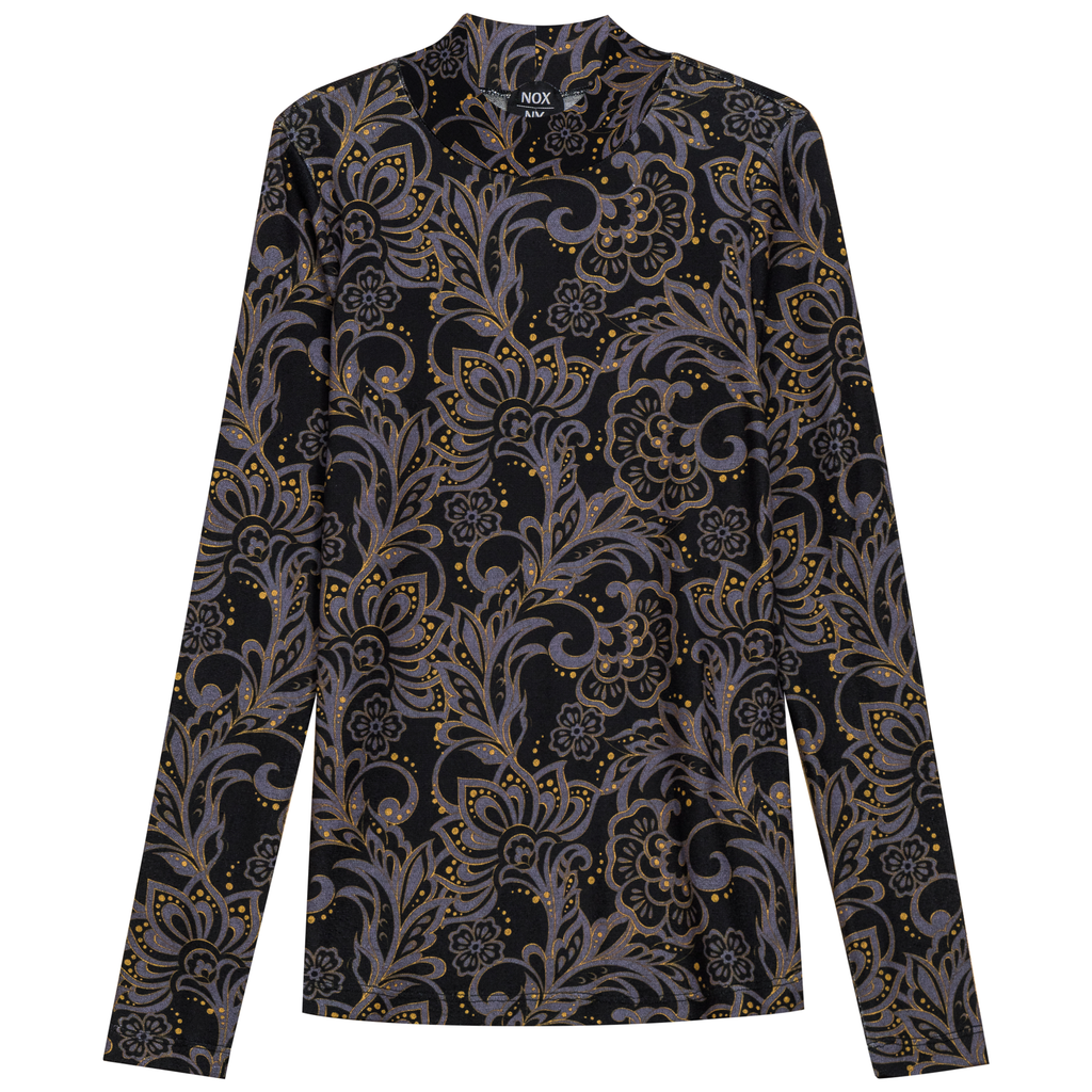 Printed Mock Neck Top