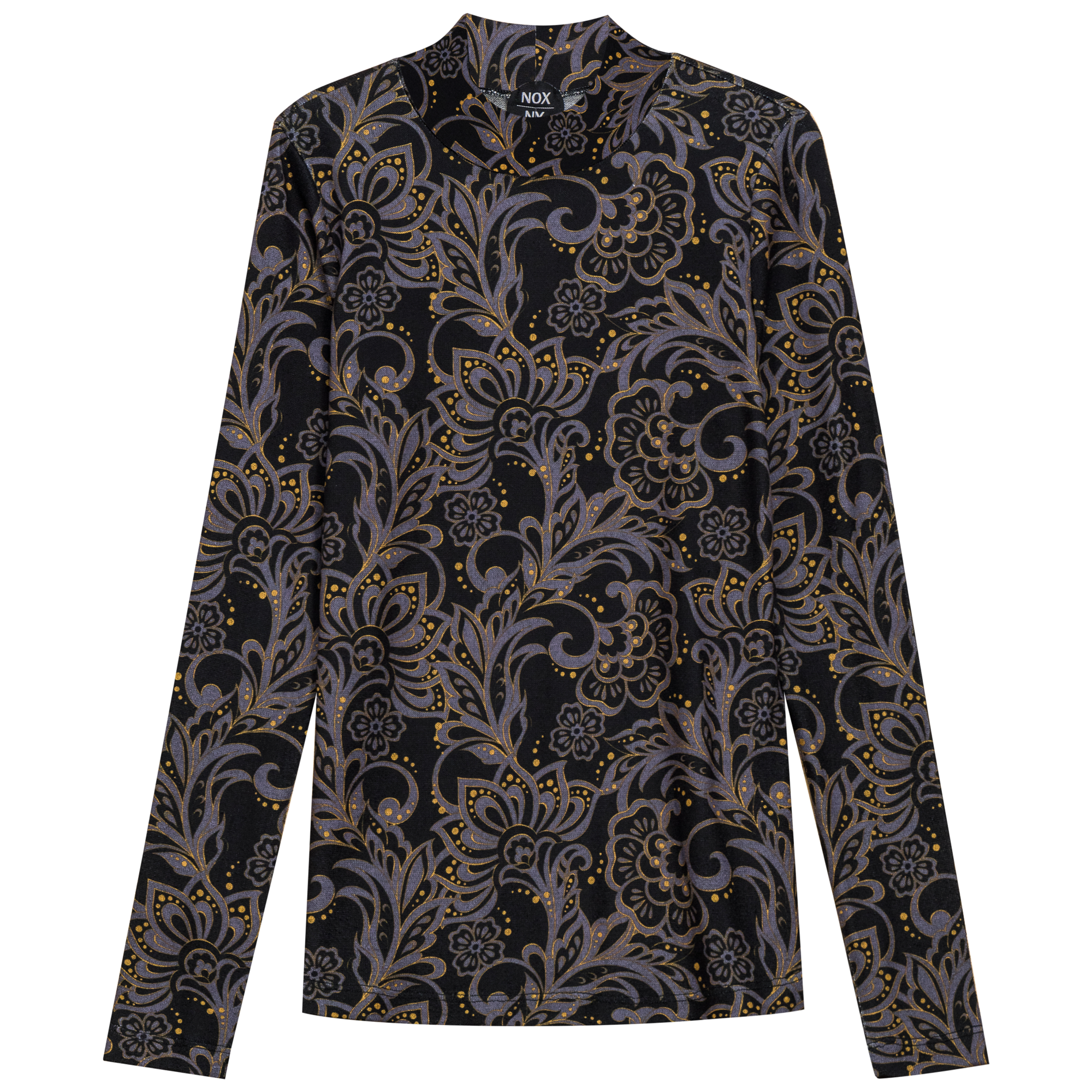 Printed Mock Neck Top