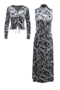 Velour Printed Midi Jumper Set