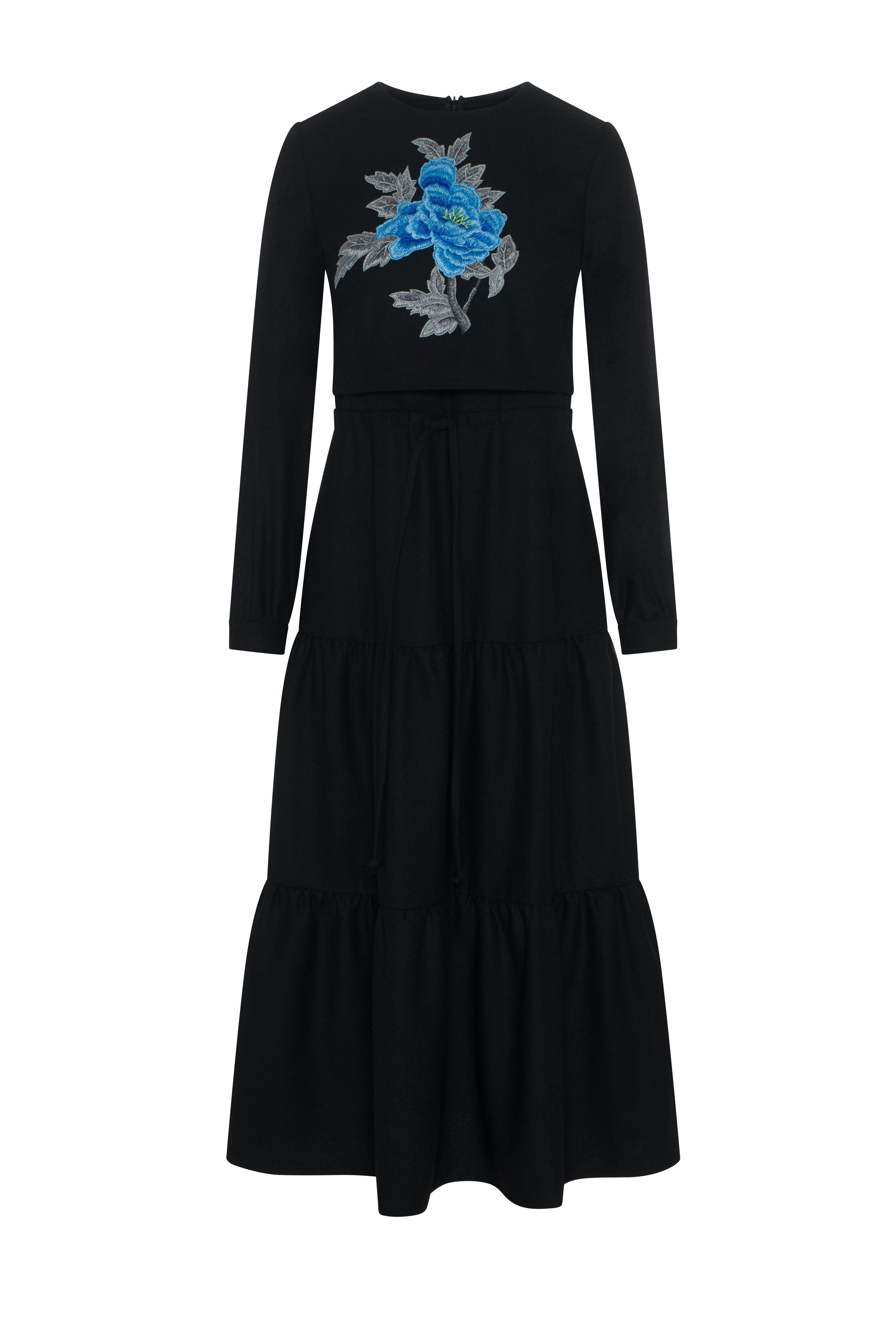 Tiered Floral Embroidered Dress